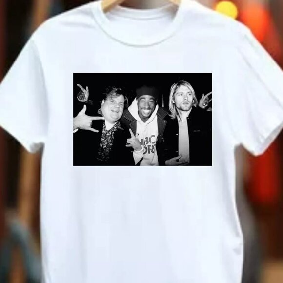Chris Farley Tupac Kurt Cobain Party Shirt - 90s Legends Graphic Tee - Picture 1 of 6